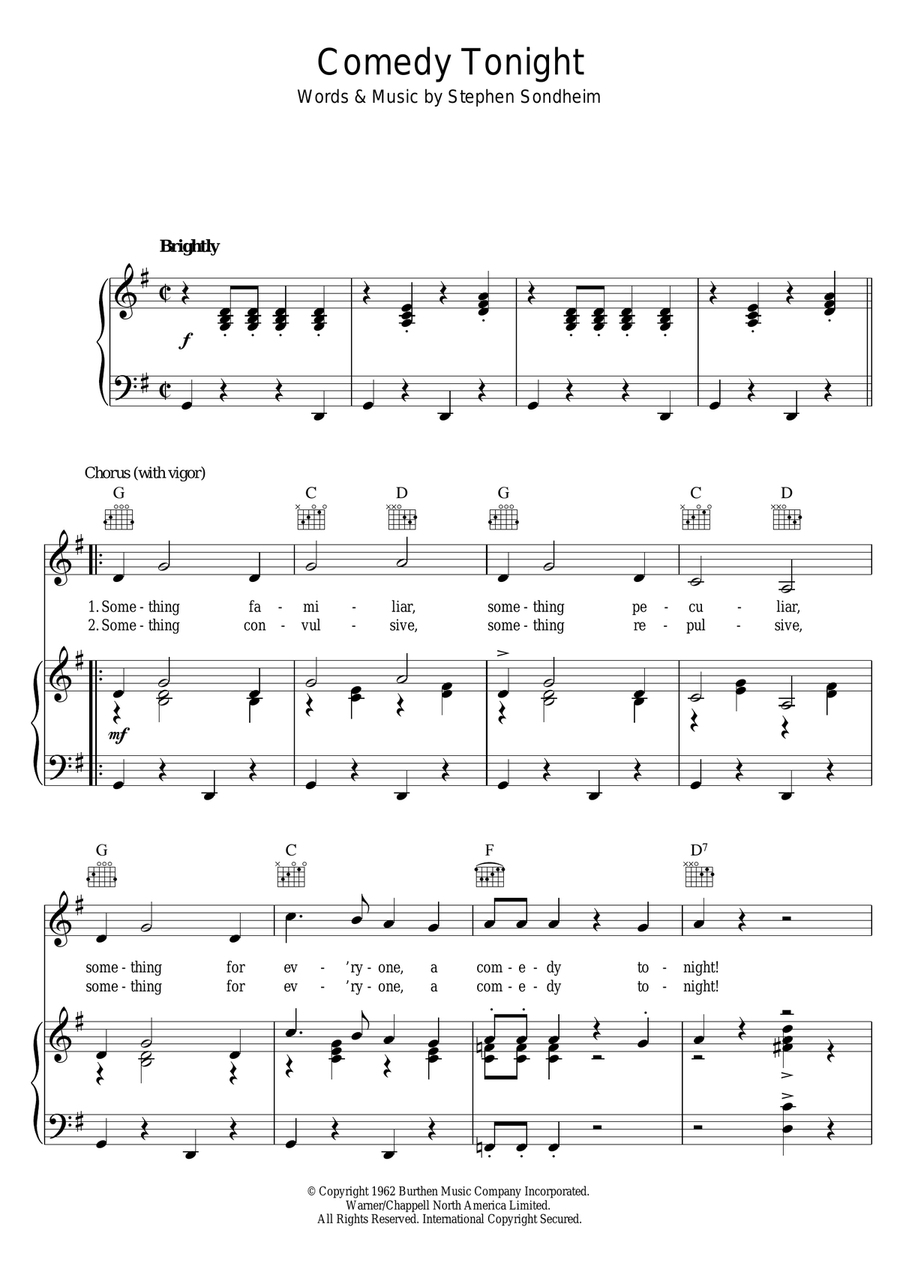 Comedy Tonight Comedy Tonight Piano, Vocal scores gallery preview page 1
