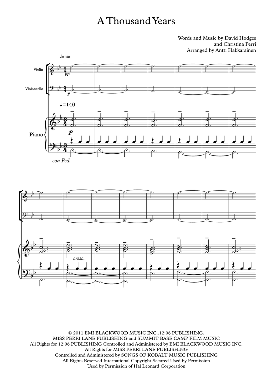 A Thousand Years Piano Trio scores gallery preview page 2
