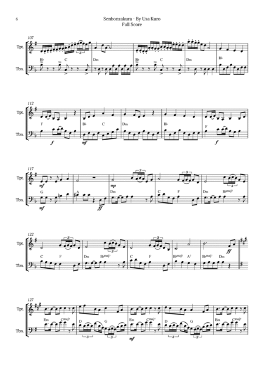 Senbonzakura Brass Duet scores gallery preview page 6