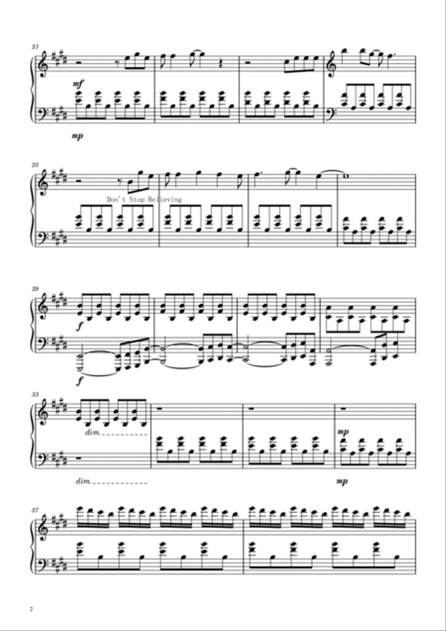 Don't Stop Believin' Piano Solo scores gallery preview page 2