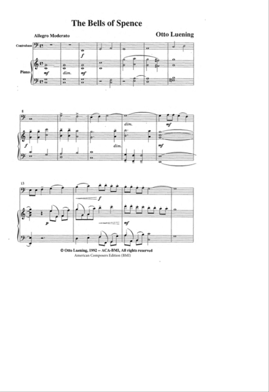 [Luening] The Bells of Spence Double Bass scores gallery preview page 3