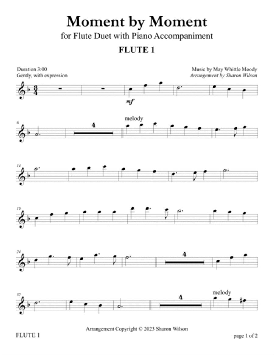 Moment by Moment (for Flute Duet with Piano Accompaniment) Flute Duet scores gallery preview page 3
