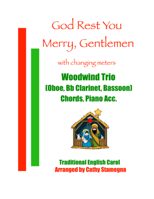 God Rest You Merry, Gentlemen (Woodwind Trio - Oboe, Bb Clarinet, Bassoon) (Chords, Piano Acc.)