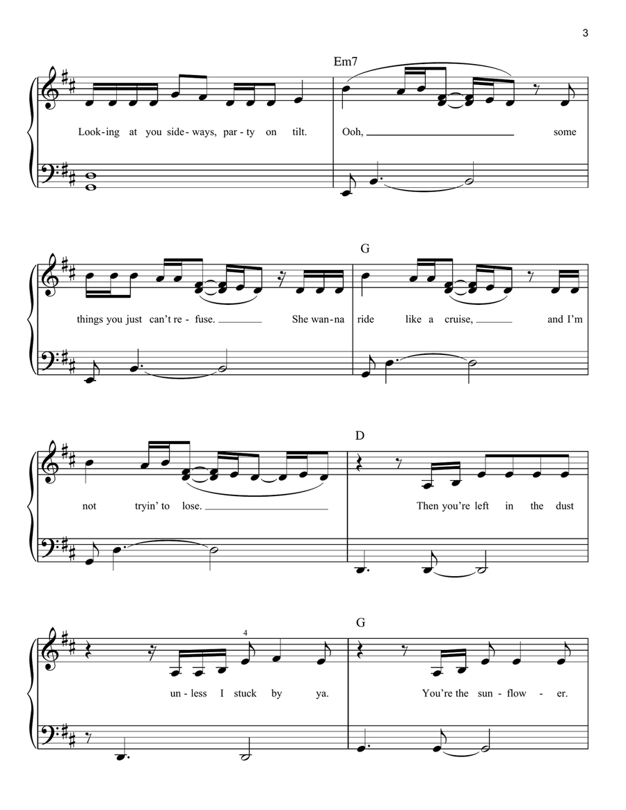Sunflower (from Spider-Man: Into The Spider-Verse) Easy Piano scores gallery preview page 3