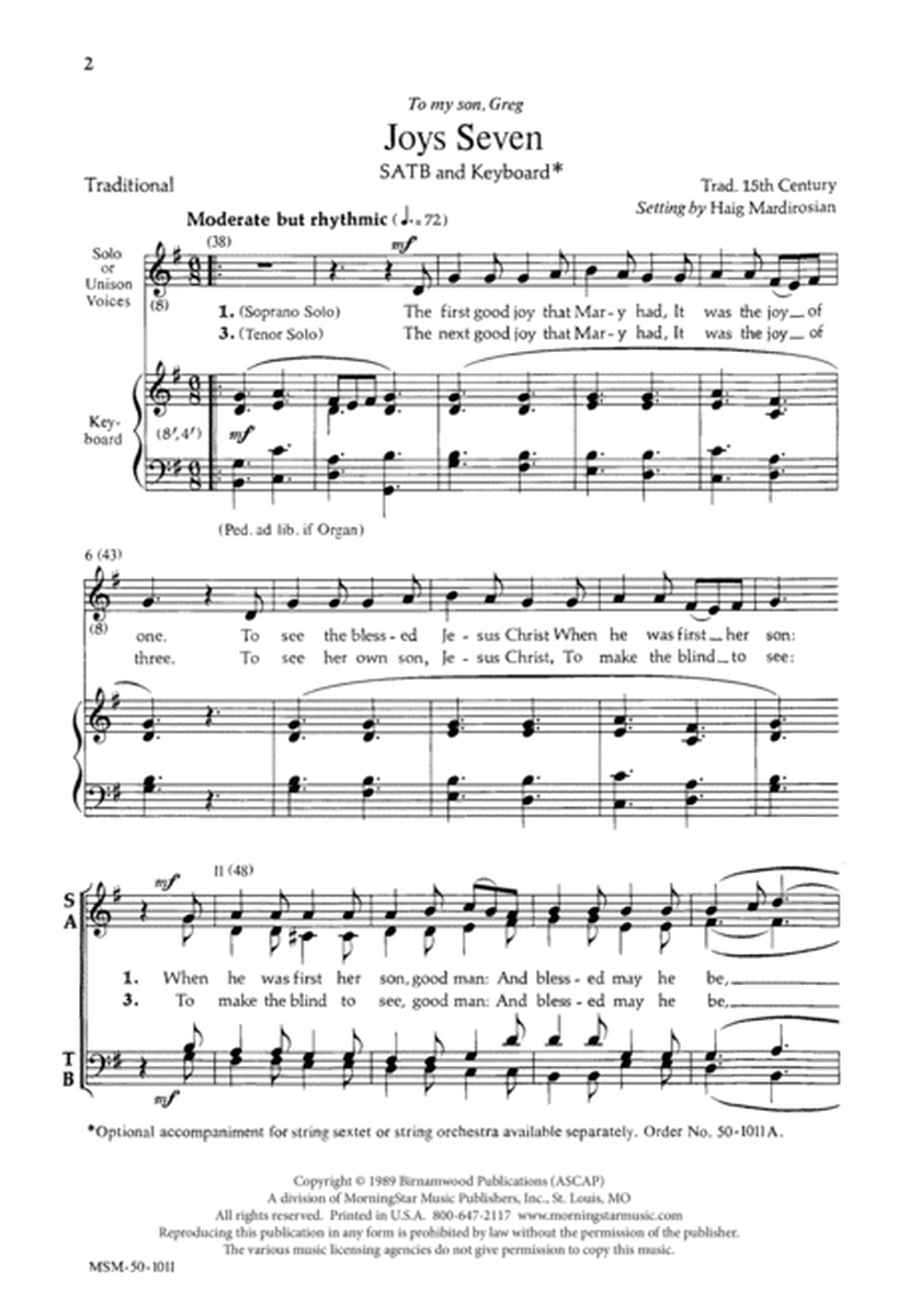 Joys Seven (Downloadable Choral Score)