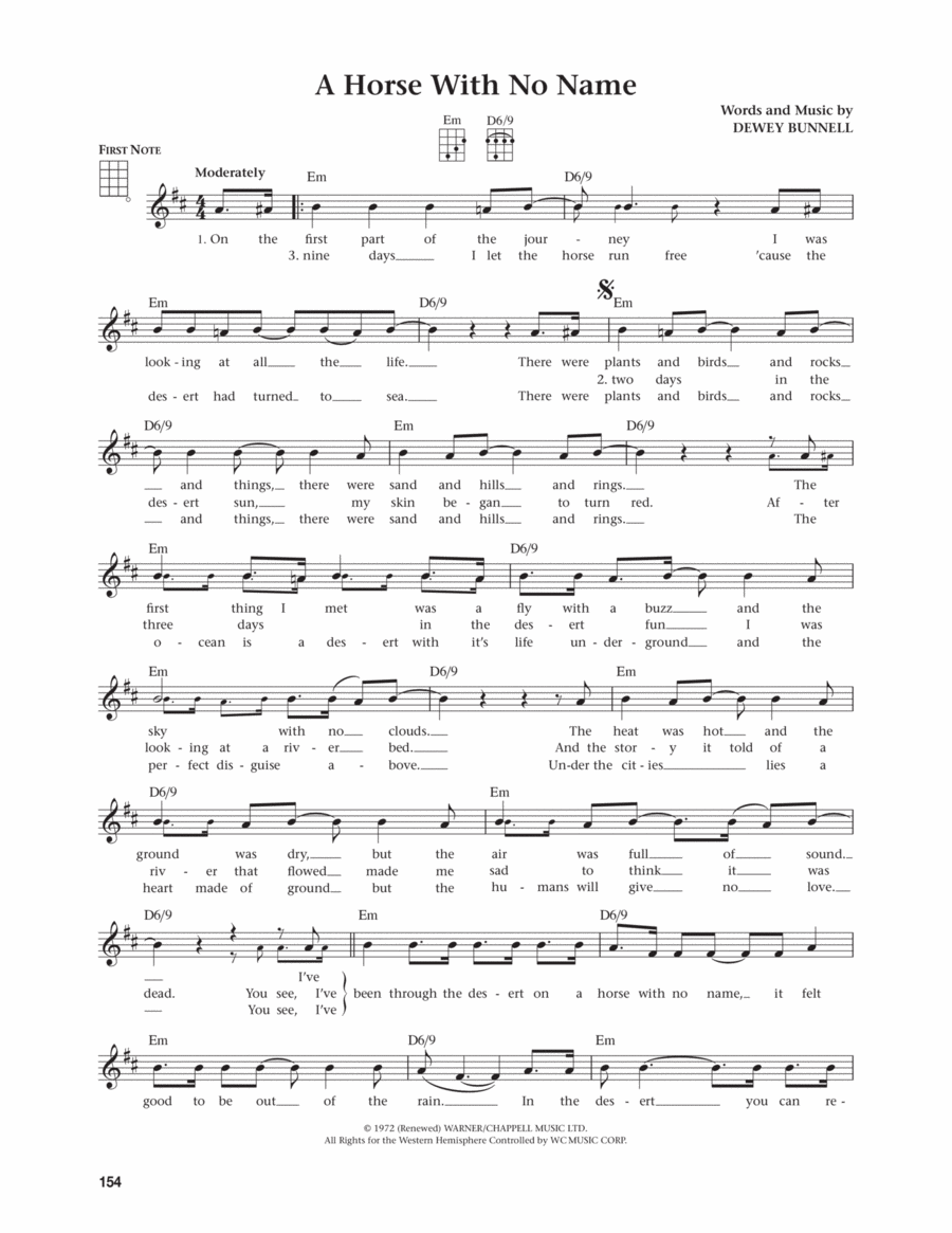 A Horse With No Name (from The Daily Ukulele) (arr. Jim Beloff) Ukulele scores gallery preview page 1