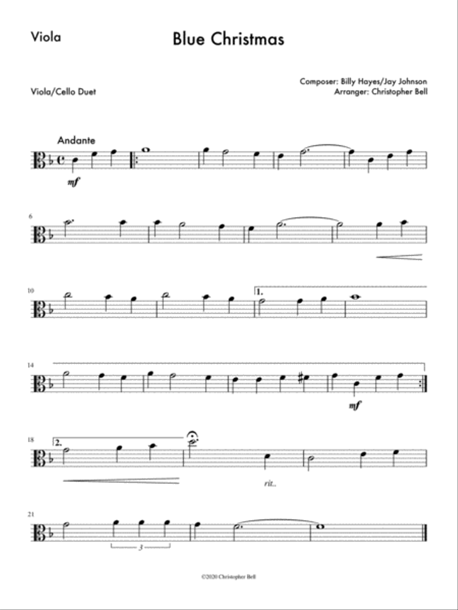 Blue Christmas Blue Christmas String Duet scores gallery preview page 2