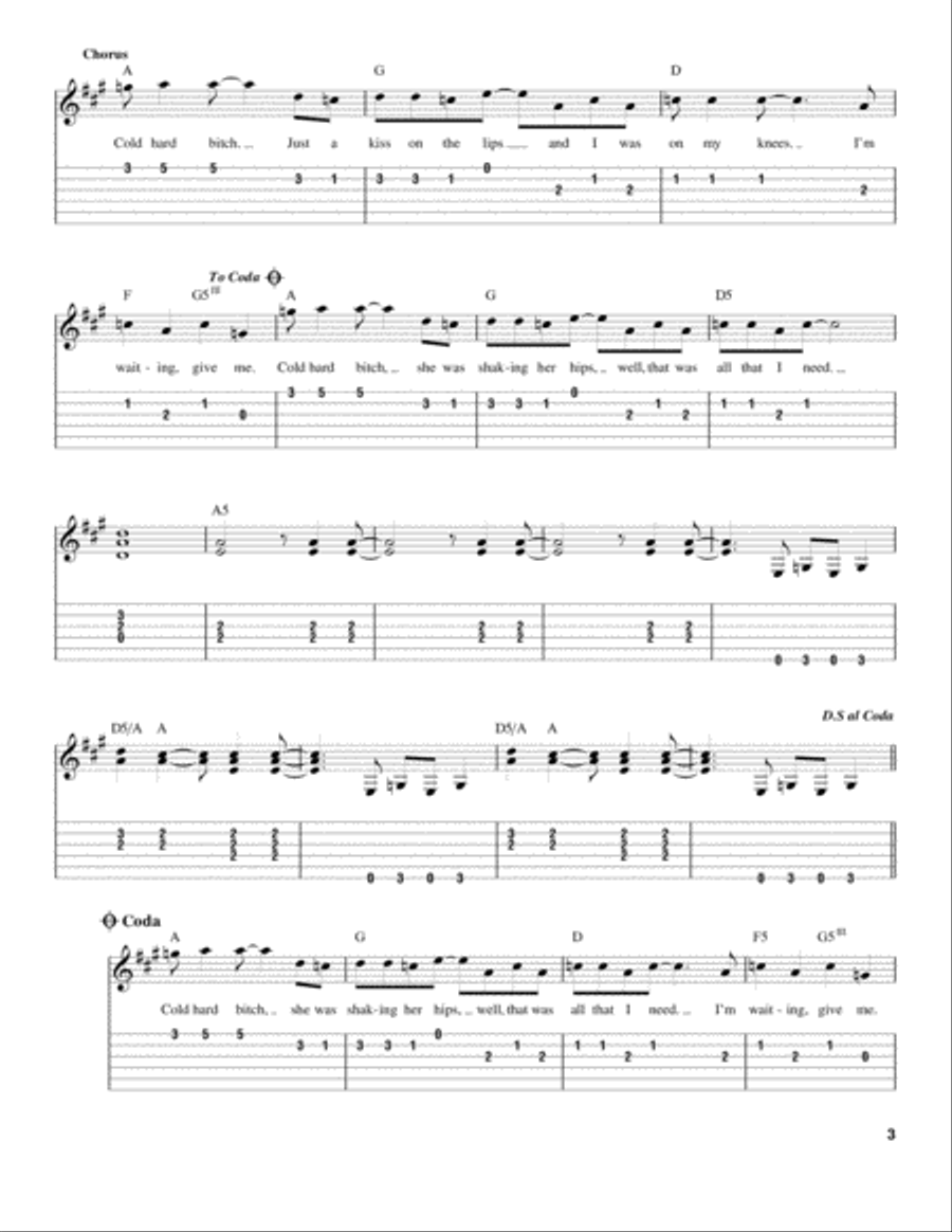 Cold Hard Bitch Cold Hard Bitch Acoustic Guitar scores gallery preview page 3