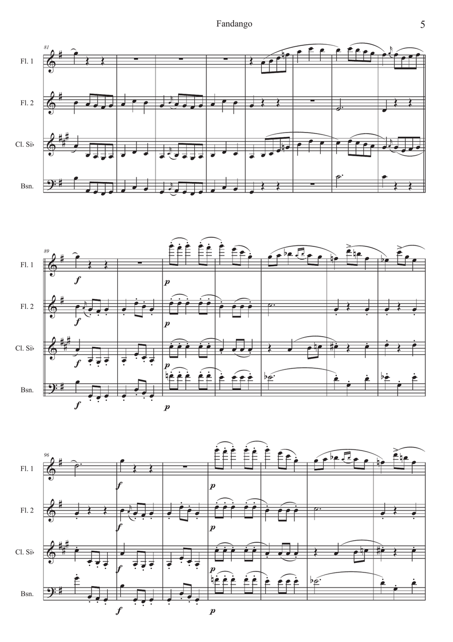 Spanish Dance n°3 Fandango Woodwind Trio scores gallery preview page 6
