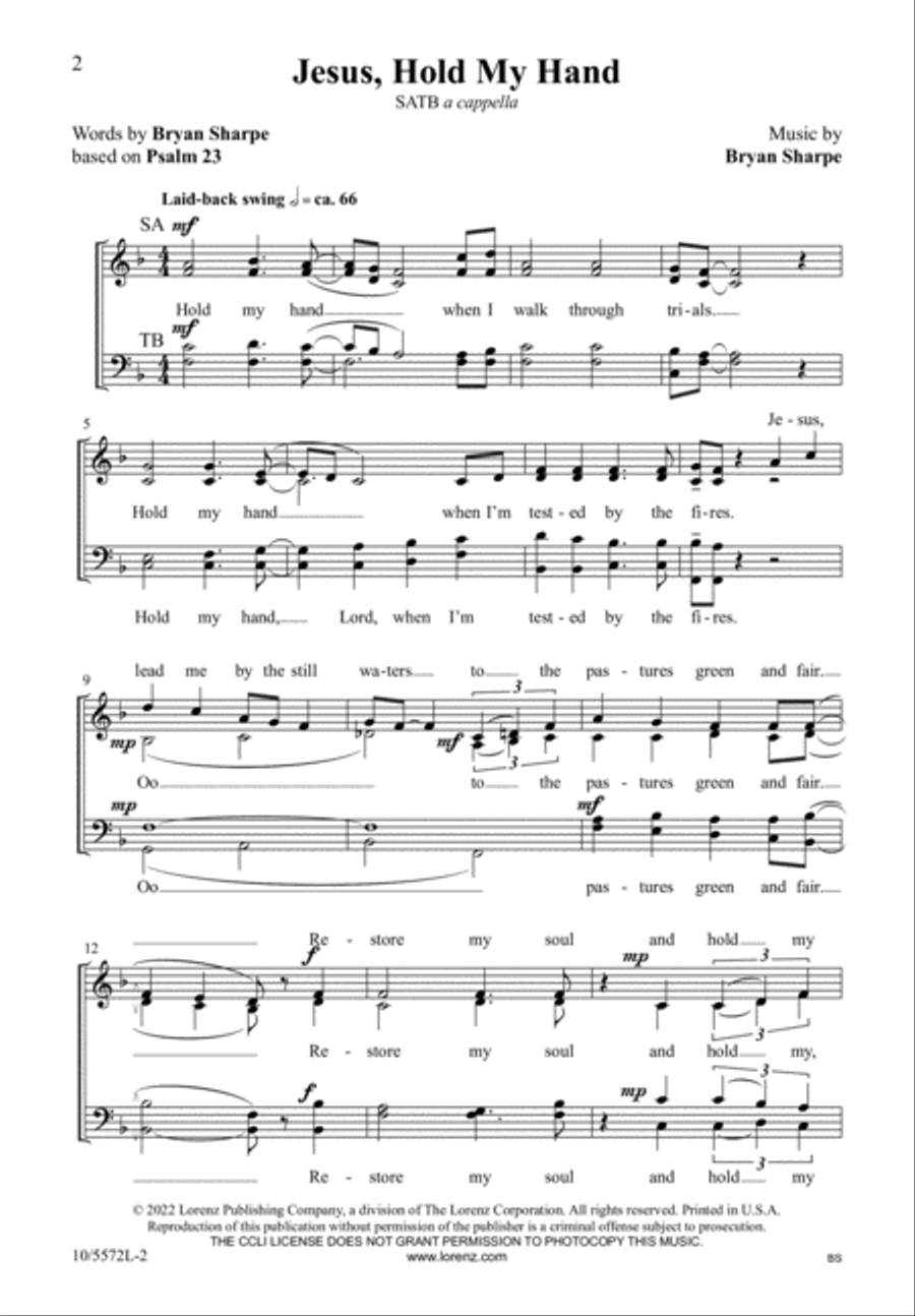Jesus, Hold My Hand 4-Part scores gallery preview page 2