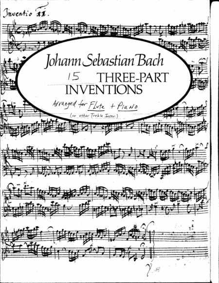 JS Bach 15 three part inventions (sinfonias) arranged for flute or treble instrument. This is the t