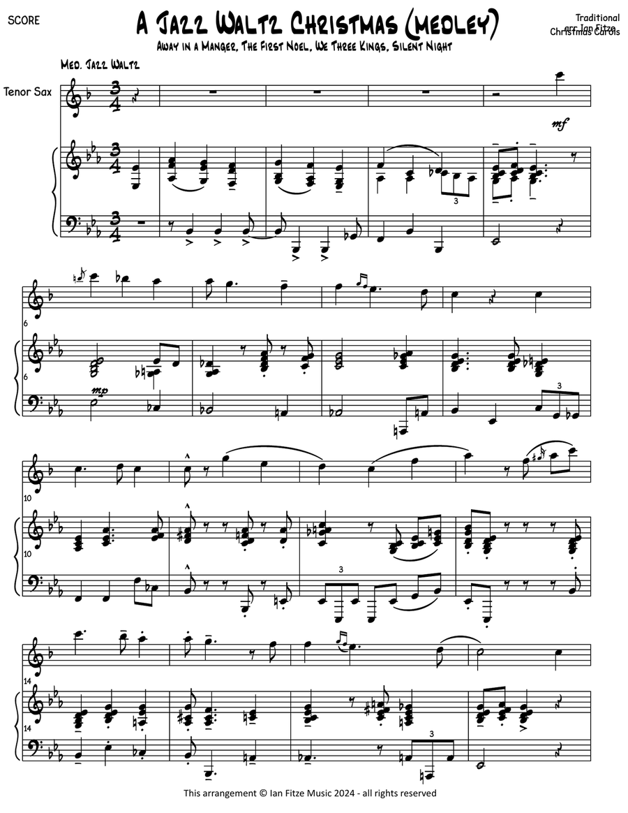 A Jazz Waltz Christmas (medley) Tenor Saxophone scores gallery preview page 4