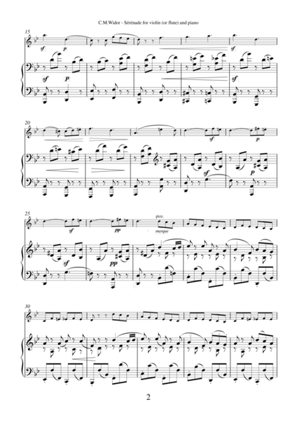 Serenade by Charles Marie Widor for violin (or flute) and piano