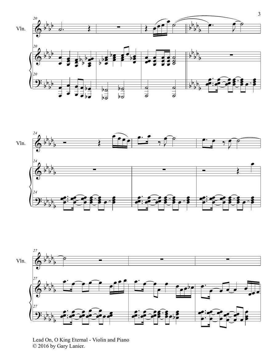 LEAD ON, O KING ETERNAL (Duet – Violin & Piano with Parts) Violin Solo scores gallery preview page 4
