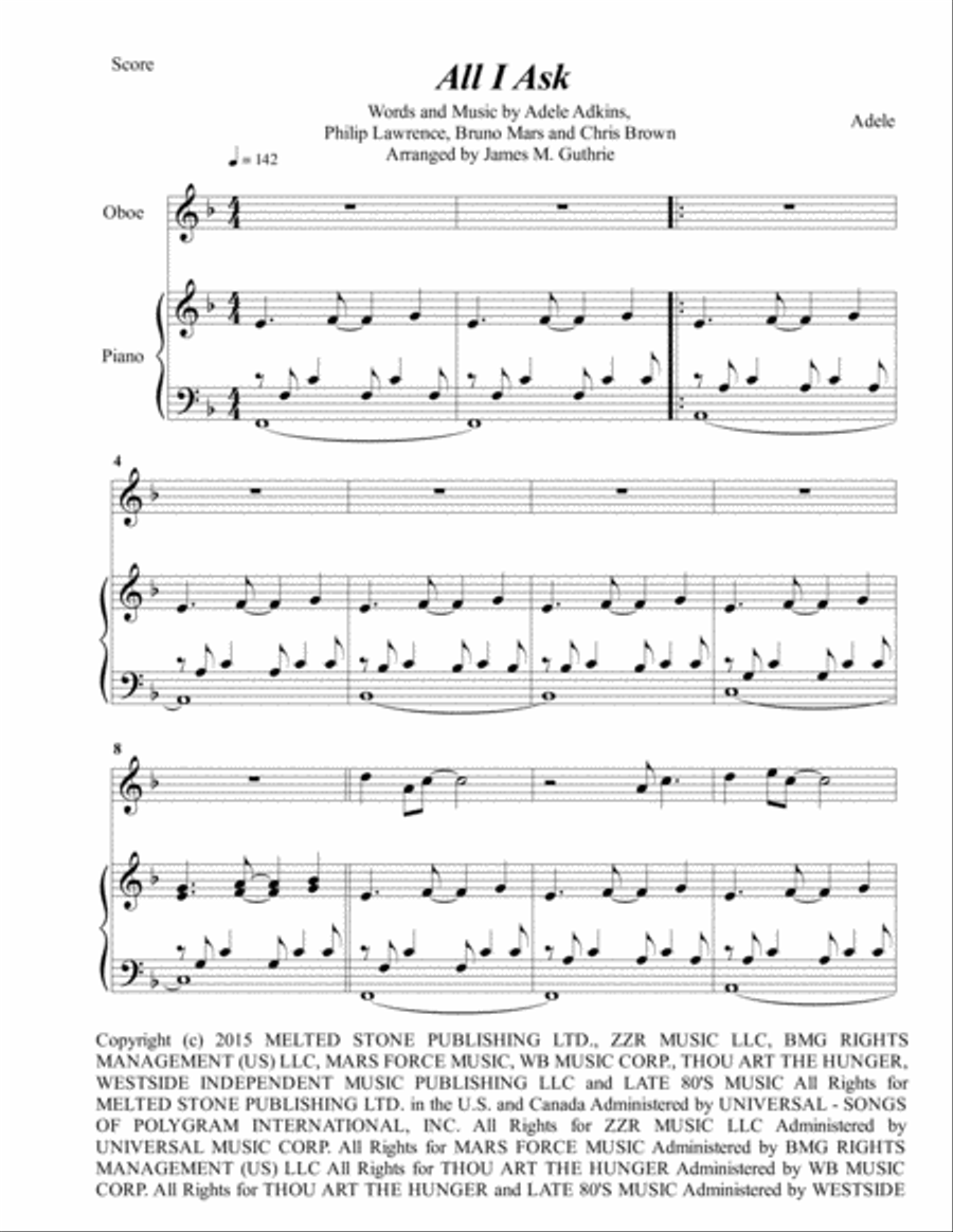All I Ask Piano scores gallery preview page 1