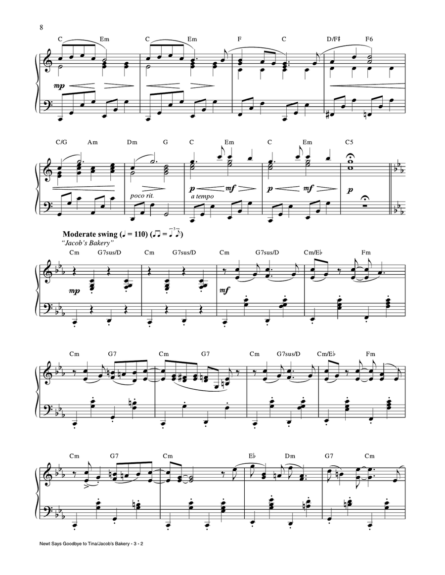 Newt Says Goodbye To Tina / Jacob's Bakery (from Fantastic Beasts And Where To Find Them) Piano Solo scores gallery preview page 2