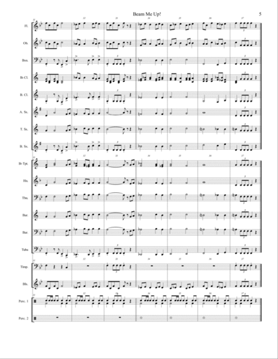 Beam Me Up! (Beginner Concert Band - Grade 1) Concert Band scores gallery preview page 5