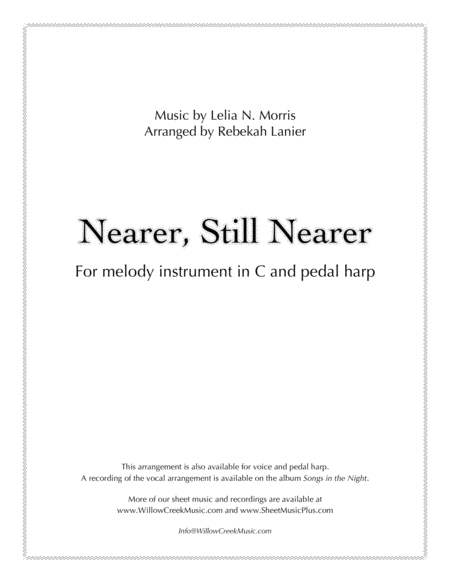 Nearer, Still Nearer - for melody instrument in C and pedal harp