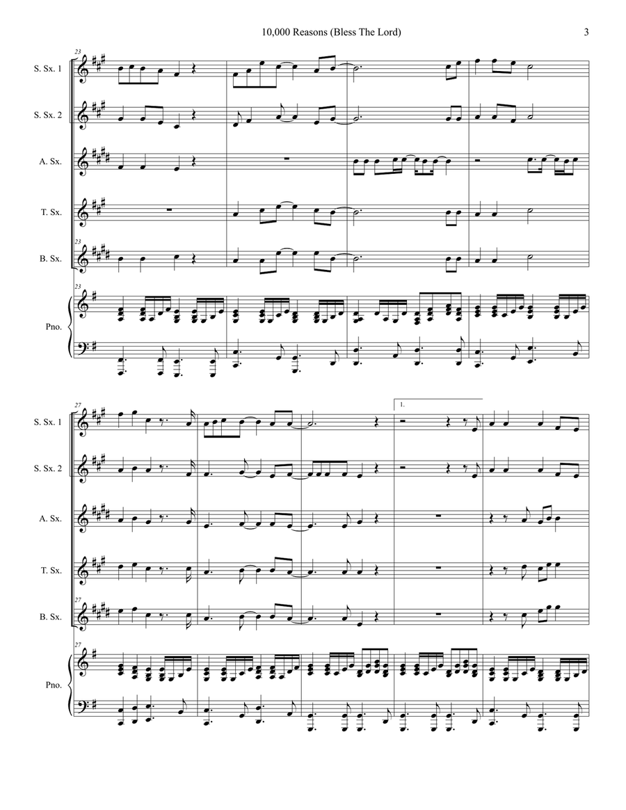 10,000 Reasons (Bless The Lord) Woodwind Quintet scores gallery preview page 3