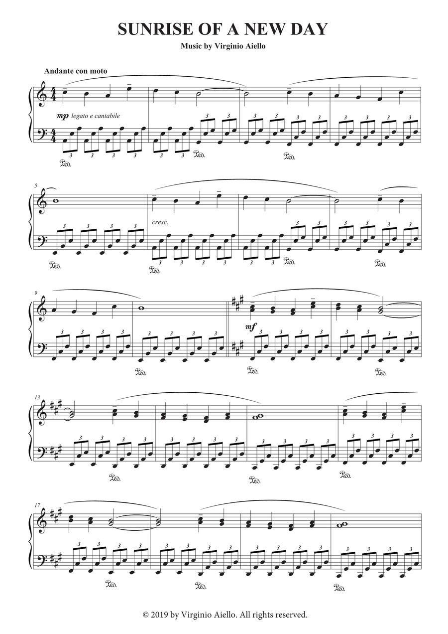Sunrise of a new day Piano Solo scores gallery preview page 1
