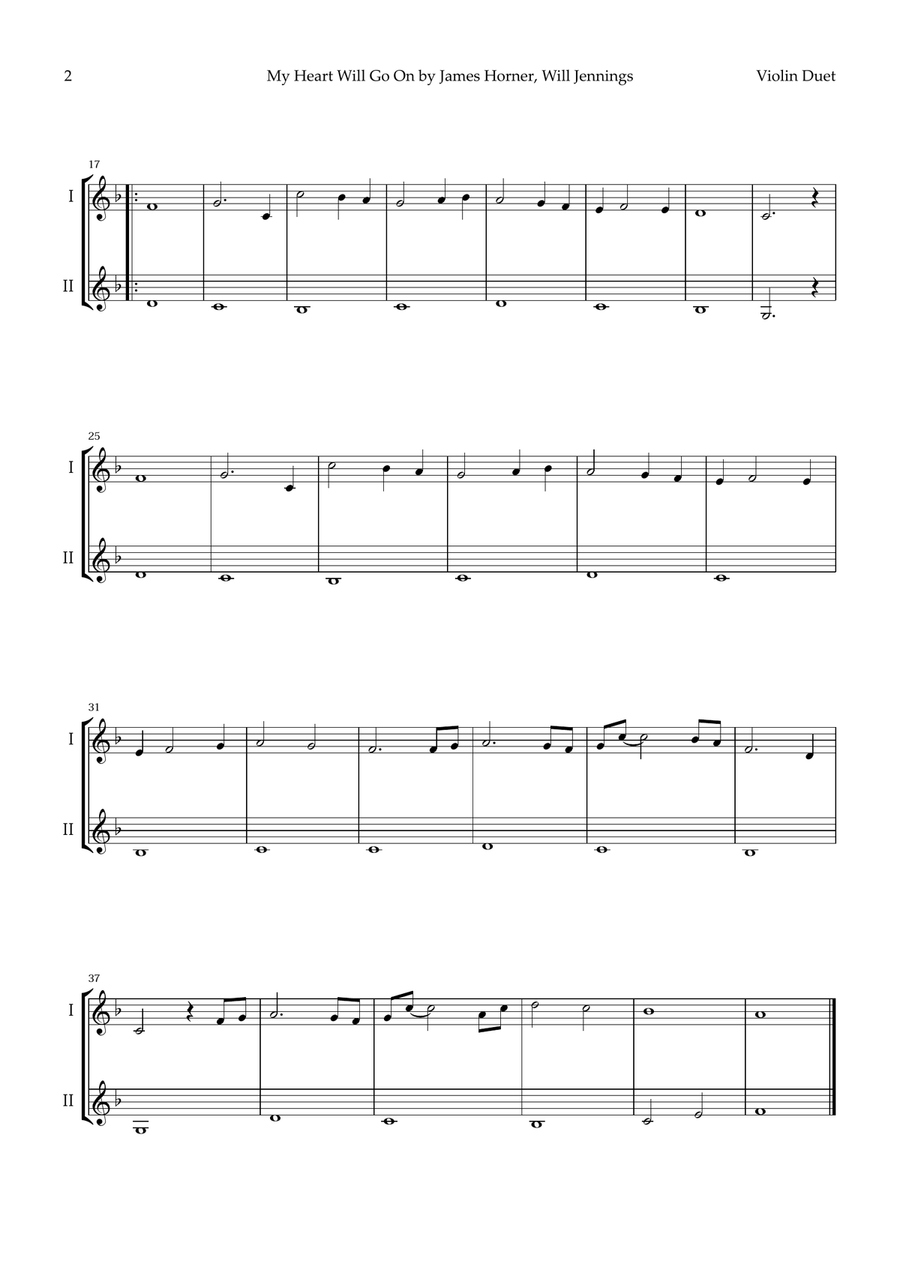 My Heart Will Go On (love Theme From 'titanic') String Duet scores gallery preview page 2