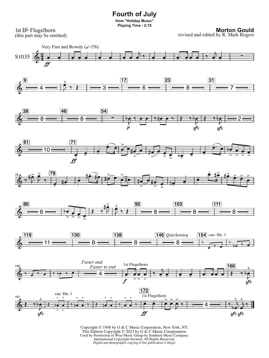 Fourth of July (arr. R. Mark Rogers) - Flugelhorn 1 Concert Band scores gallery preview page 1