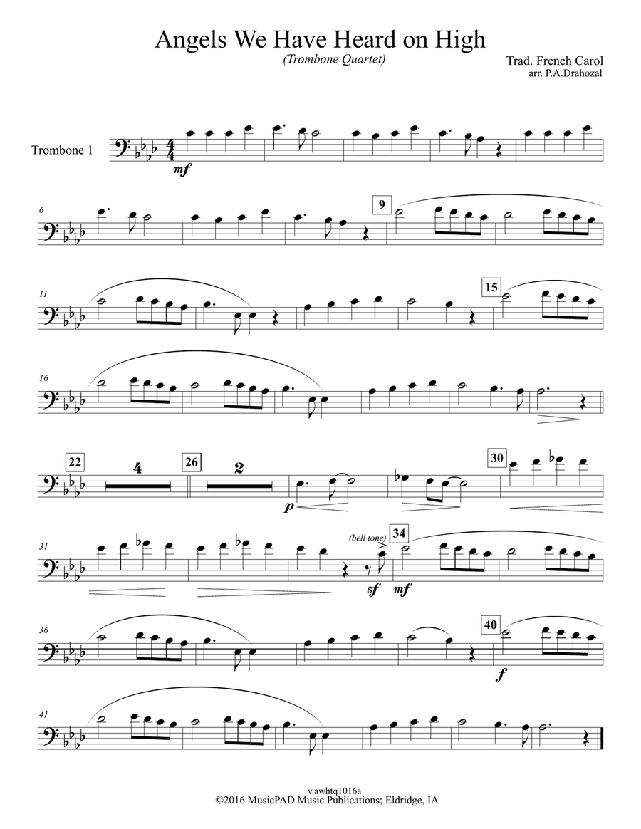 Angels We Have Heard on High (Trombone Quartet) Trombone Quartet scores gallery preview page 4