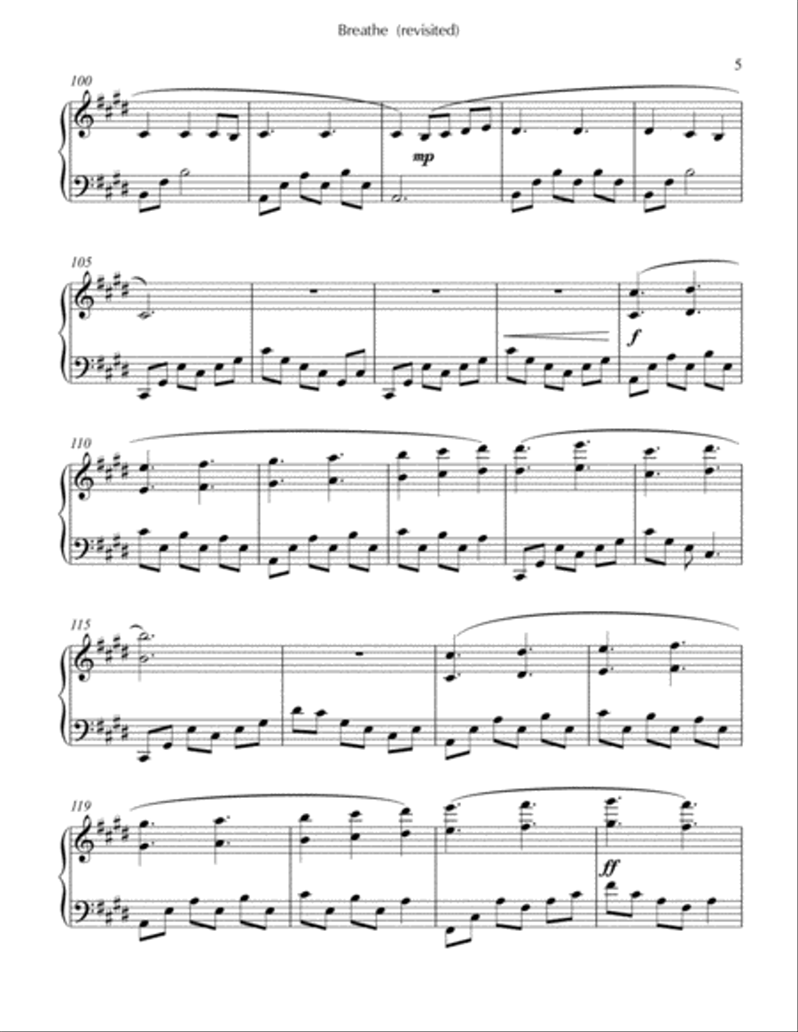 Breathe Piano Solo scores gallery preview page 5
