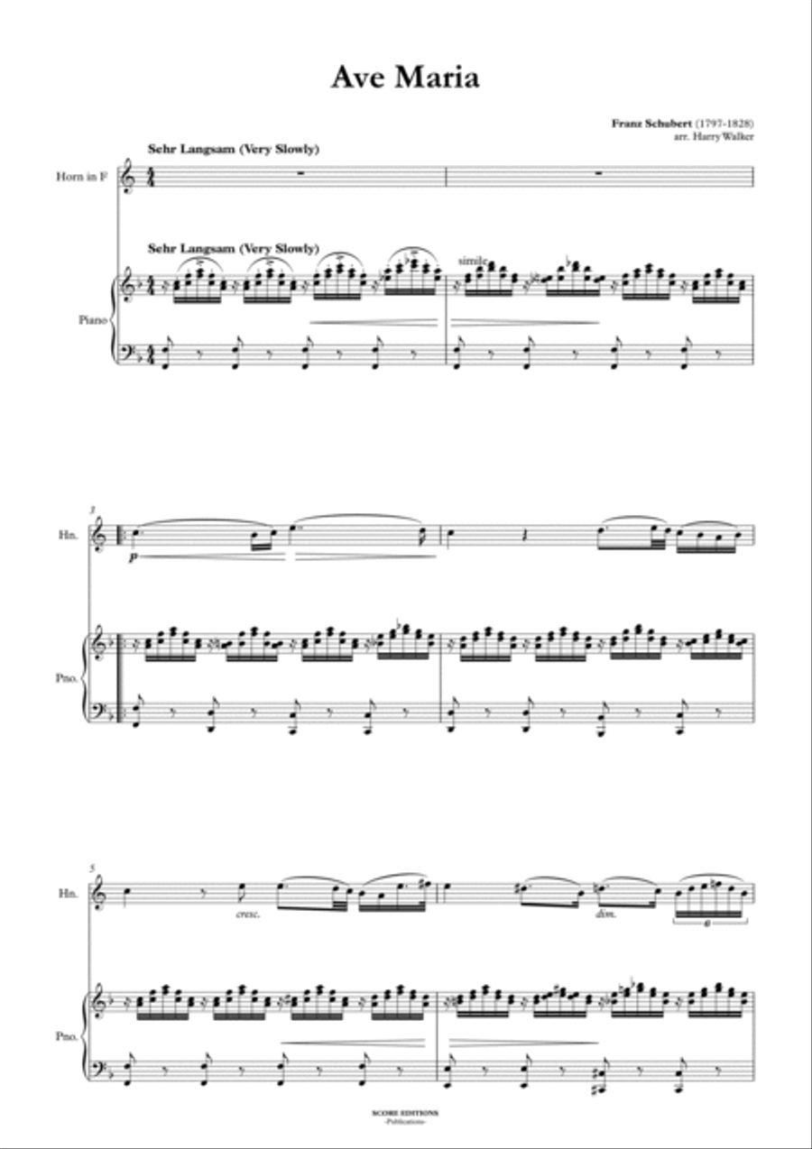 Schubert: Ave Maria (for Horn in F and Piano) Piano scores gallery preview page 3