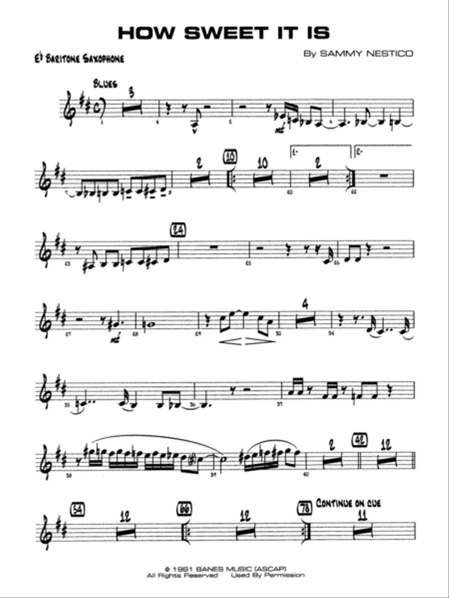 How Sweet It Is: E-flat Baritone Saxophone Jazz Ensemble scores gallery preview page 1