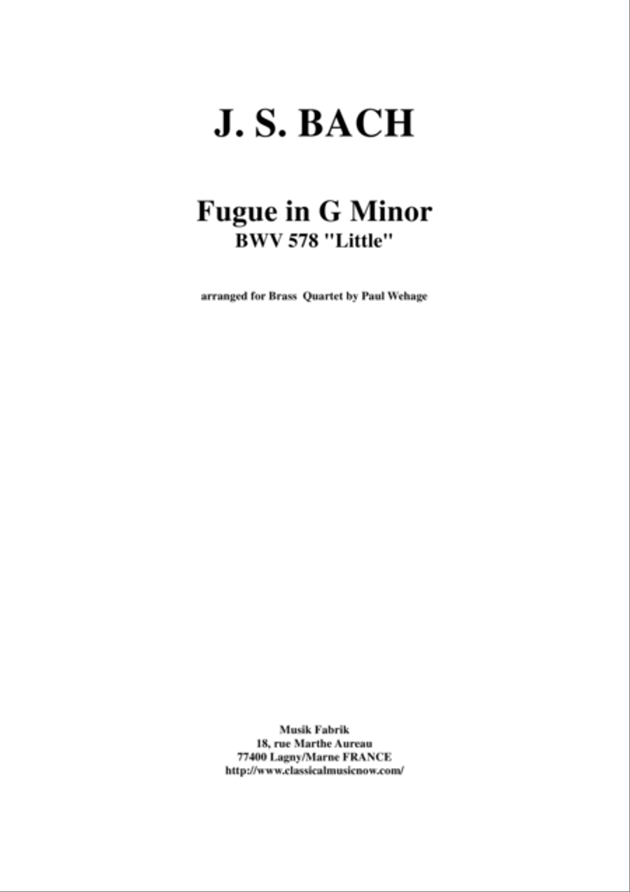 J. S. Bach: Fugue in g minor (