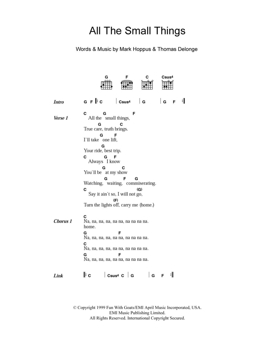 All The Small Things Easy Guitar scores gallery preview page 1