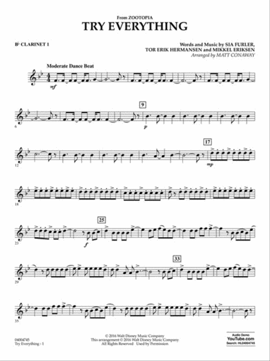 Try Everything (from Zootopia) Concert Band scores gallery preview page 5