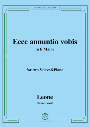 Book cover for Leoni-Ecce annuntio vobis,in E Major,for two Voices&Piano