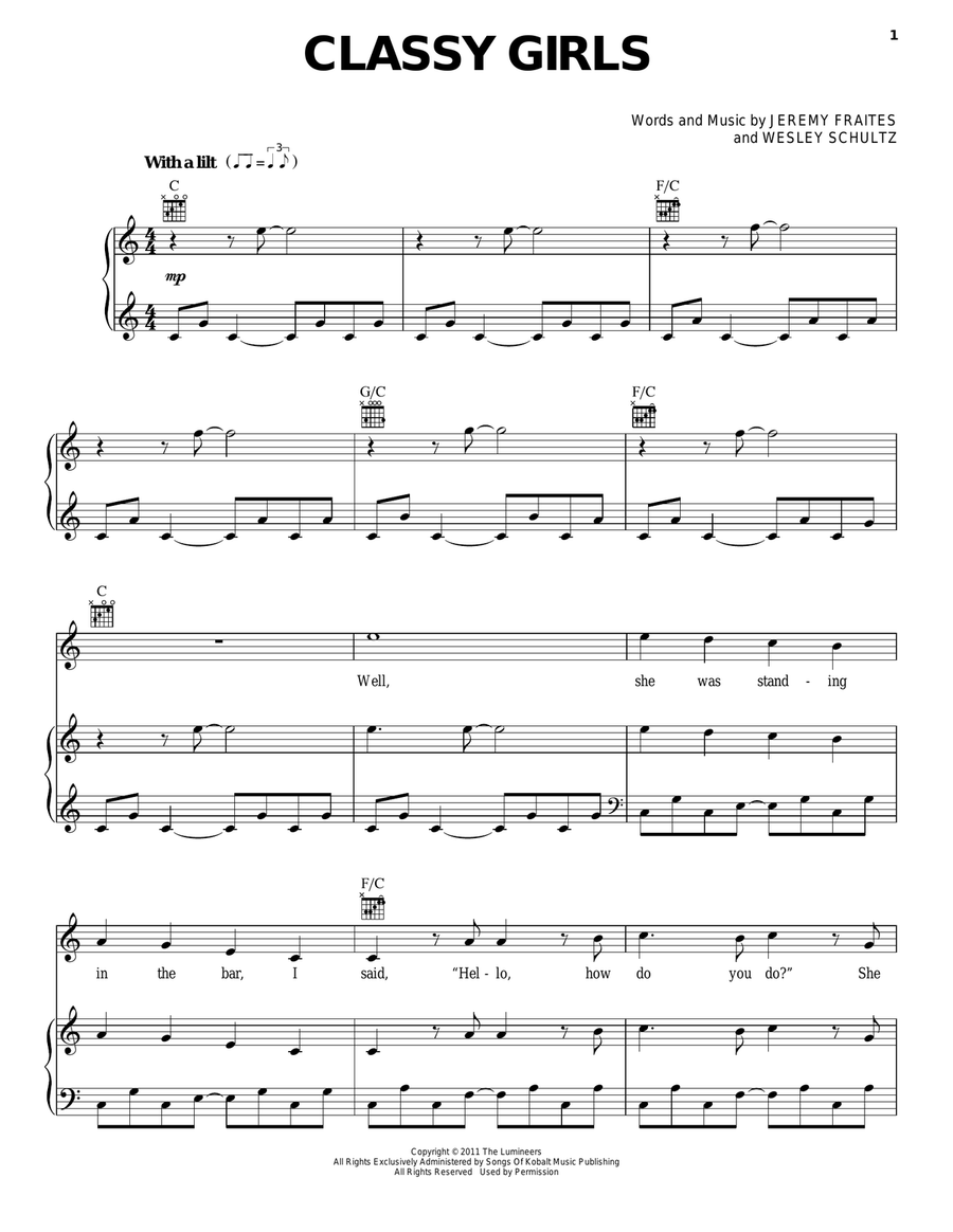 Classy Girls Piano, Vocal, Guitar scores gallery preview page 1