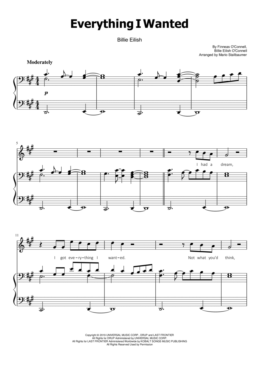 Everything I Wanted Voice scores gallery preview page 1