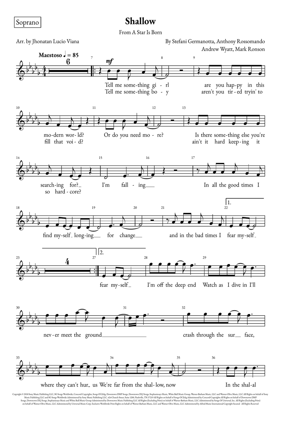 Shallow A Cappella scores gallery preview page 6
