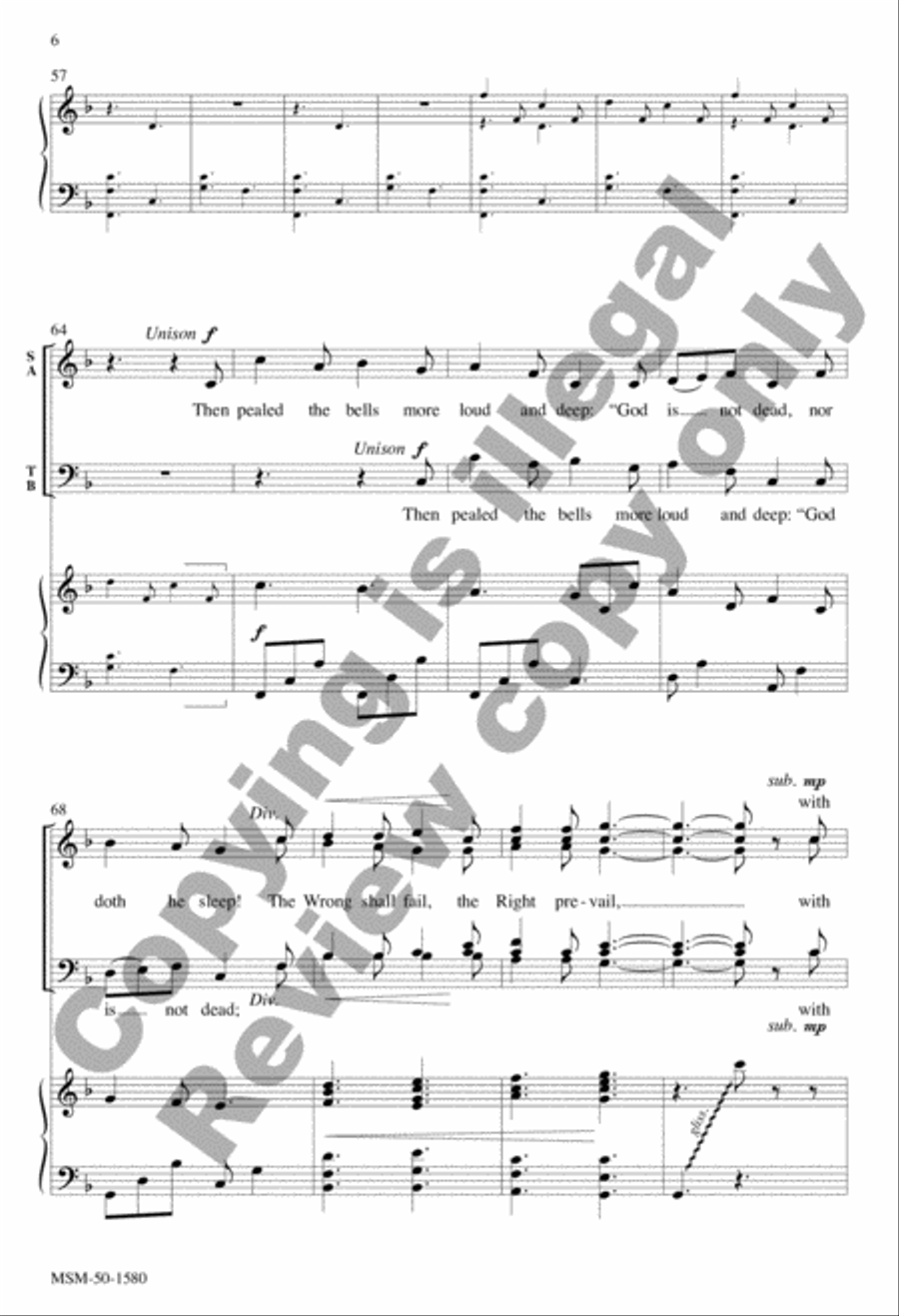 I Heard the Bells on Christmas Day 4-Part scores gallery preview page 6