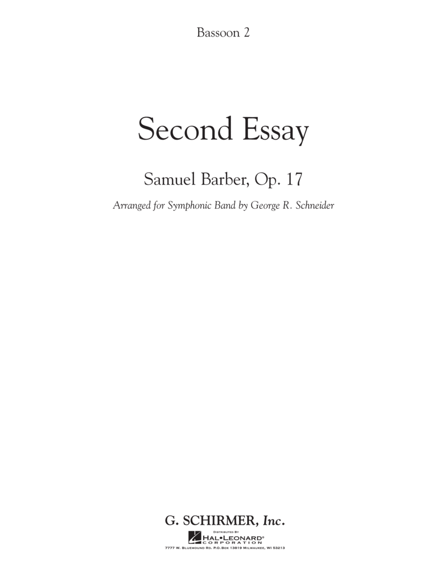 Second Essay - Bassoon 2 Concert Band scores gallery preview page 1