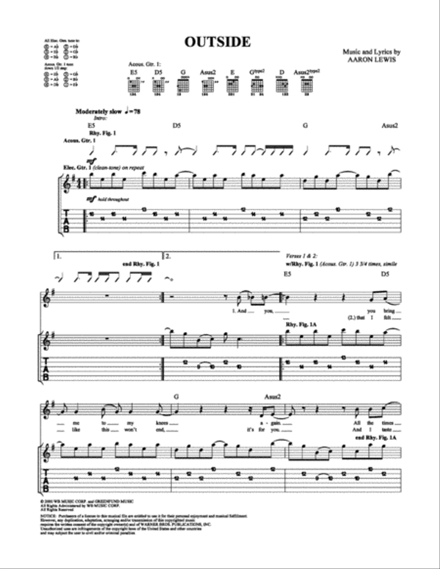 Outside Electric Guitar scores gallery preview page 1