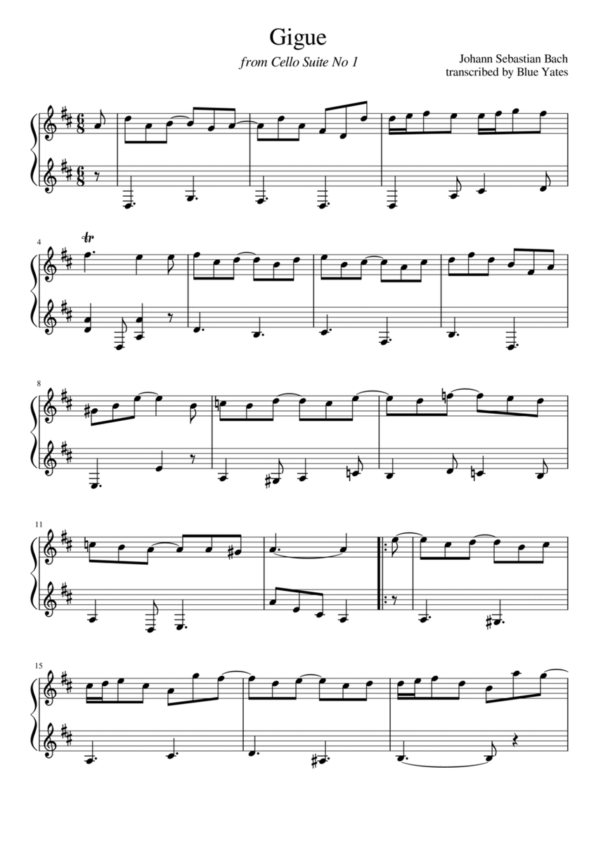 Gigue from Cello Suite No. 1 (Johann Sebastian Bach)