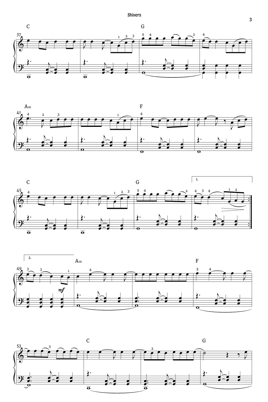 Shivers Piano Solo scores gallery preview page 3