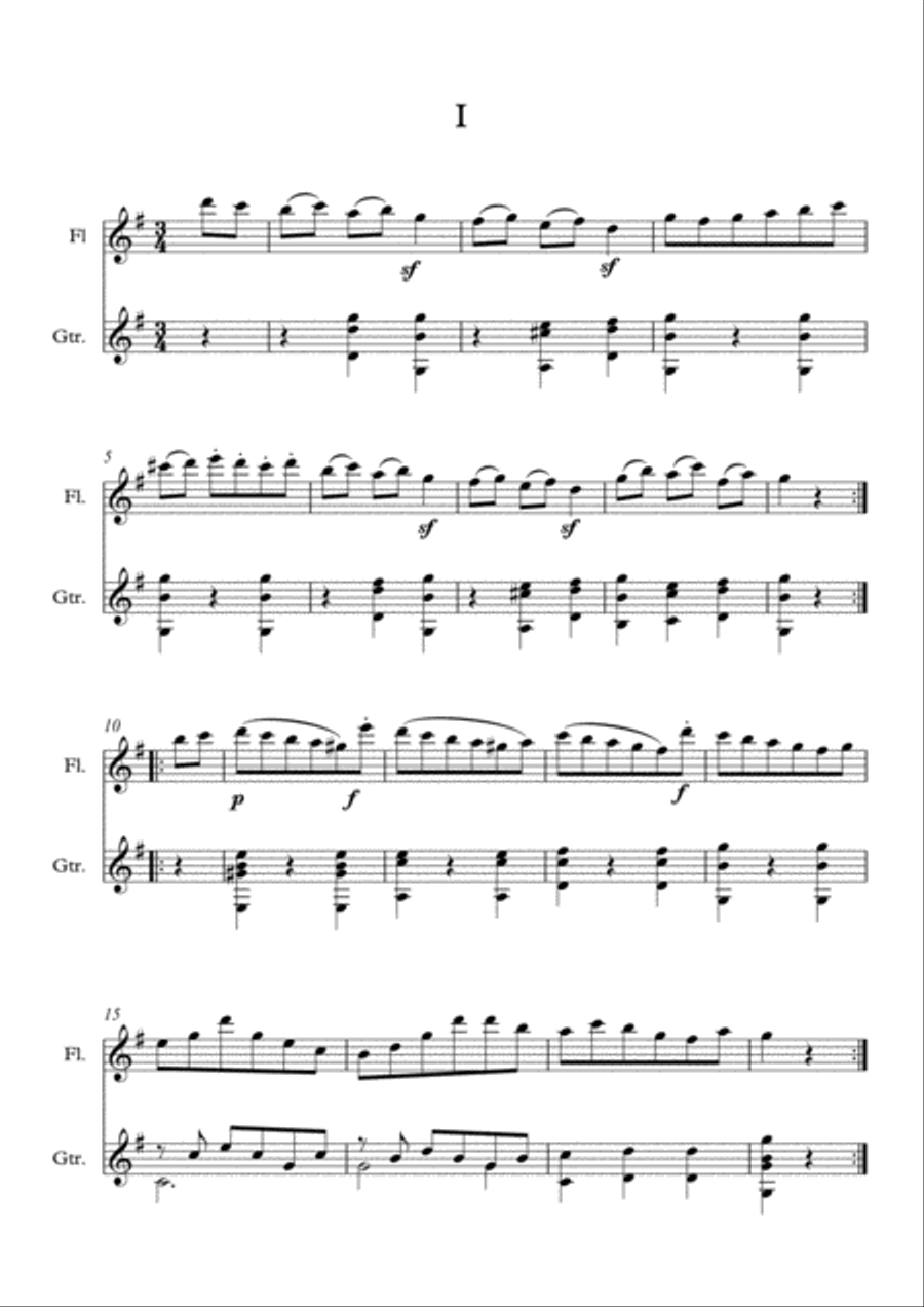 12 Walzes for Flute and Guitar duet Flute scores gallery preview page 2