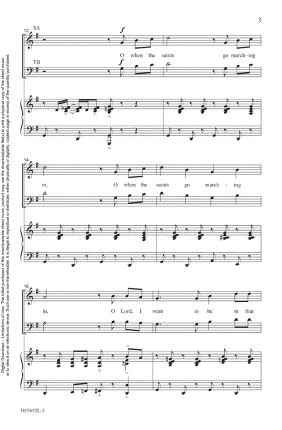 When the Saints Go Marching In 4-Part scores gallery preview page 3