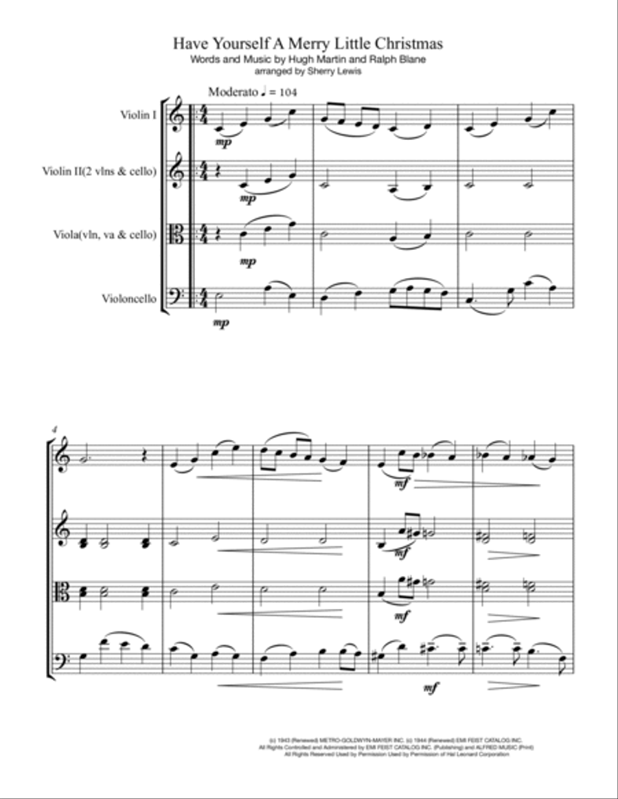 Have Yourself A Merry Little Christmas from MEET ME IN ST. LOUIS String Trio scores gallery preview page 4