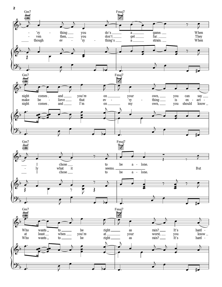 Right As Rain Right As Rain Piano, Vocal, Guitar scores gallery preview page 2