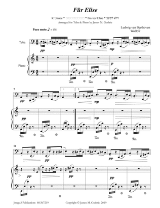 Beethoven: Für Elise for Tuba & Piano