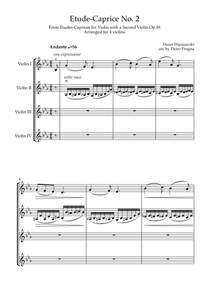 Etude-Caprice No. 2 (From Etudes-Caprices for Violin with a 2nd Violin Op.18) - arr for 4 violins