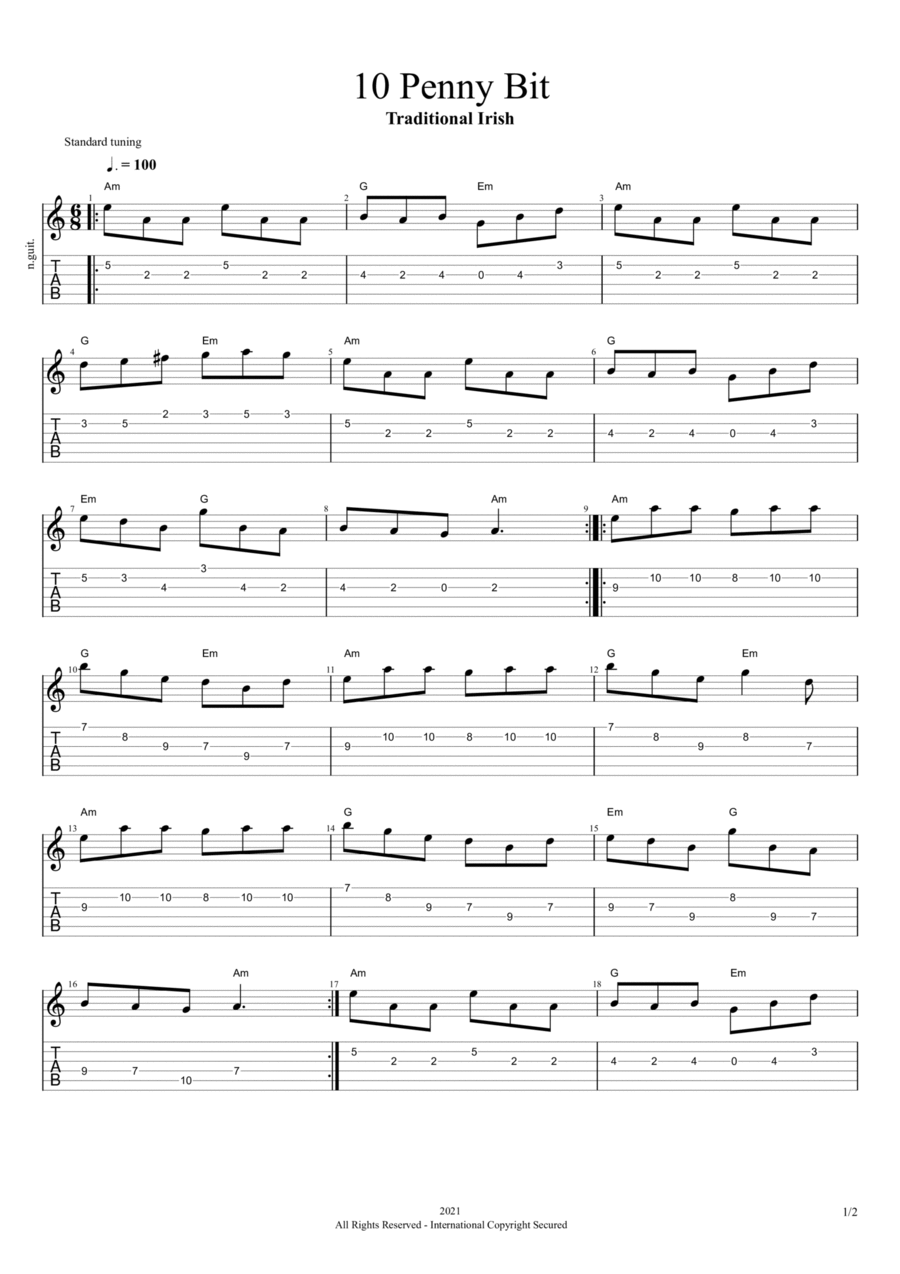 Tenpenny Bit Tenpenny Bit Guitar Tablature scores gallery preview page 1