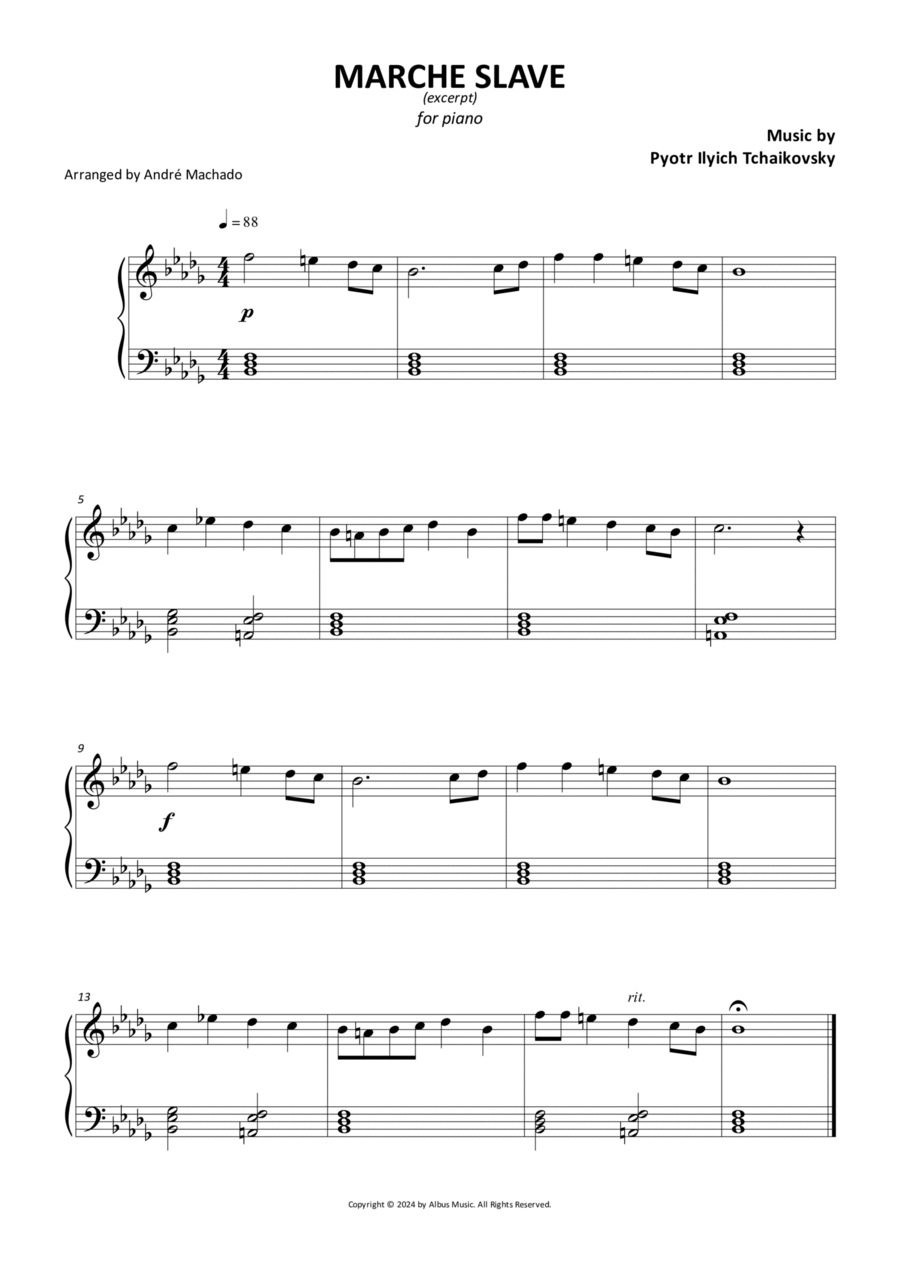 Marche Slave Easy Piano scores gallery preview page 1